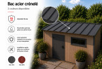 Bac acier crénelé pour Carport bois monopente 1 voiture PARALLÈLE 4,25 × 6,50 m
