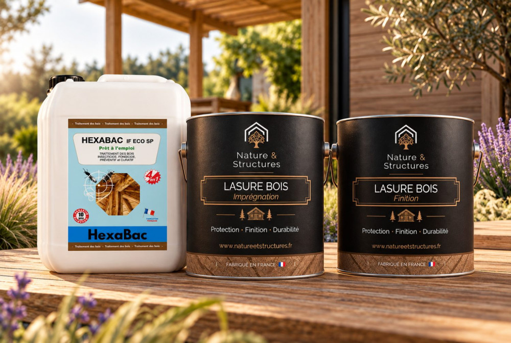 Pack lasure opaque Nature & Structures 20 L : traitement, imprégnation et finition RAL pour abri jusqu’à 15 m²