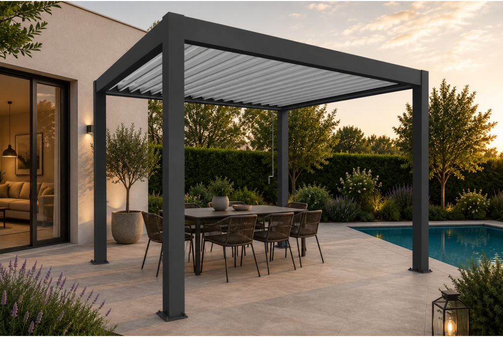 Pergola Biohort T. 5,5m x 3m – Acier Thermolaqué – Garantie 20 ans