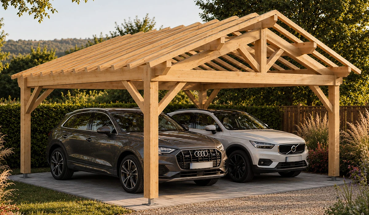 Carport bois 2 voitures : abri voiture double | Nature & Structures