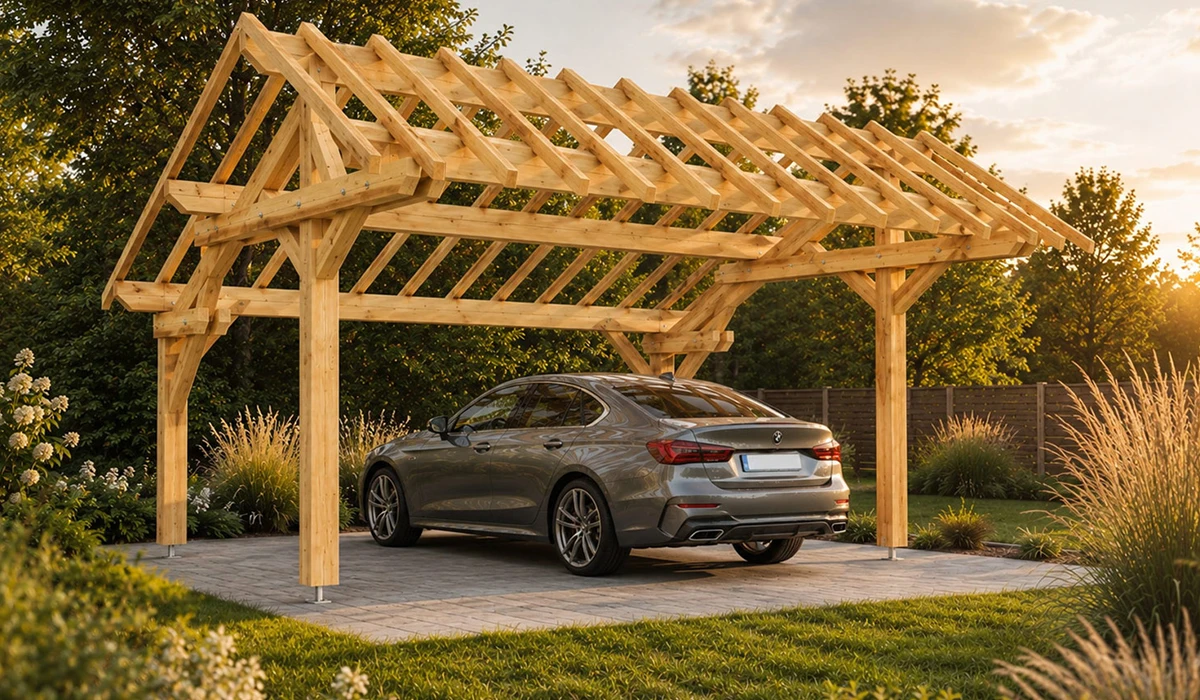 Carport bois autoportant : abri voiture indépendant | Nature & Structures