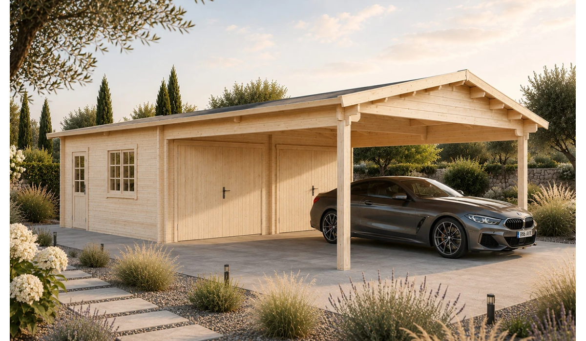 Garage bois avec carport : garage et abri voiture | Nature & Structures