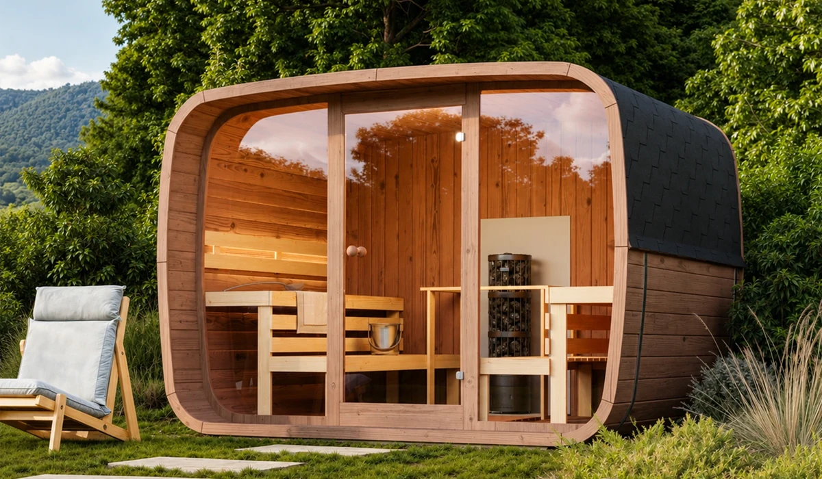 Sauna tonneau en bois extérieur | Nature & Structures